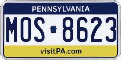 PA license plate MOS8623