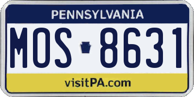 PA license plate MOS8631