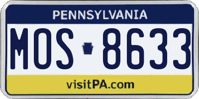 PA license plate MOS8633