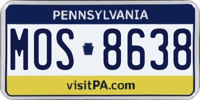 PA license plate MOS8638