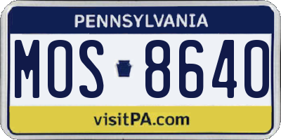 PA license plate MOS8640