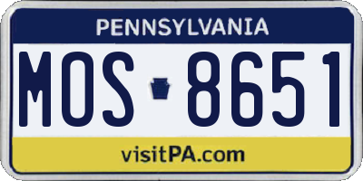 PA license plate MOS8651