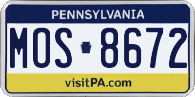 PA license plate MOS8672