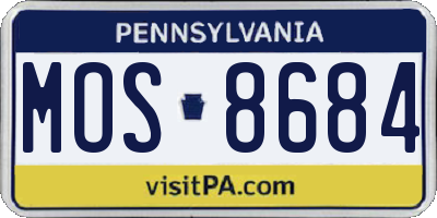 PA license plate MOS8684