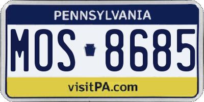 PA license plate MOS8685