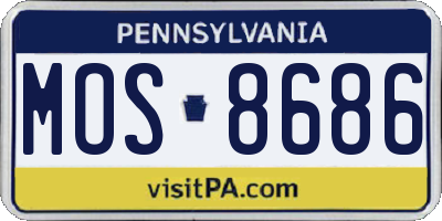 PA license plate MOS8686