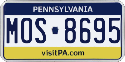 PA license plate MOS8695