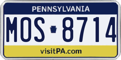 PA license plate MOS8714