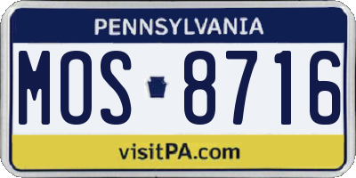 PA license plate MOS8716