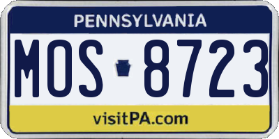 PA license plate MOS8723