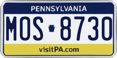 PA license plate MOS8730