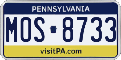 PA license plate MOS8733