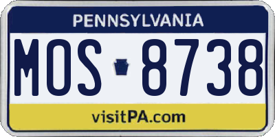PA license plate MOS8738