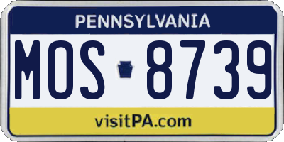 PA license plate MOS8739