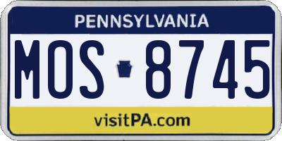 PA license plate MOS8745