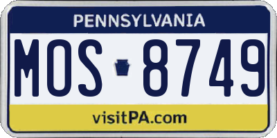 PA license plate MOS8749