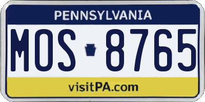 PA license plate MOS8765