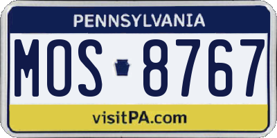 PA license plate MOS8767