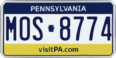 PA license plate MOS8774