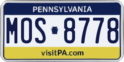 PA license plate MOS8778