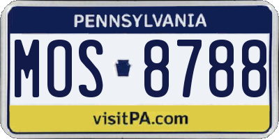 PA license plate MOS8788