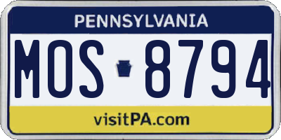 PA license plate MOS8794