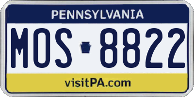 PA license plate MOS8822