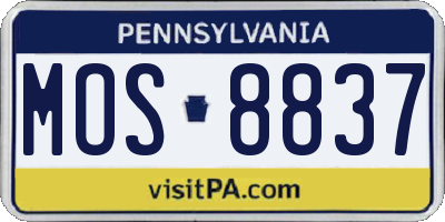 PA license plate MOS8837