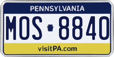 PA license plate MOS8840
