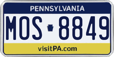 PA license plate MOS8849