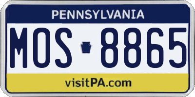 PA license plate MOS8865