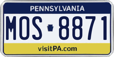 PA license plate MOS8871