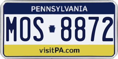 PA license plate MOS8872