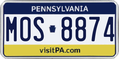 PA license plate MOS8874