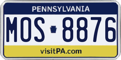 PA license plate MOS8876
