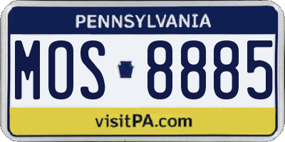 PA license plate MOS8885