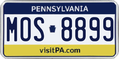 PA license plate MOS8899