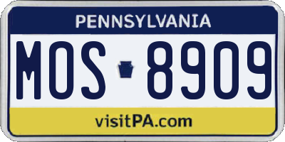 PA license plate MOS8909