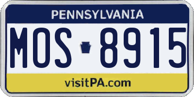PA license plate MOS8915