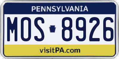 PA license plate MOS8926