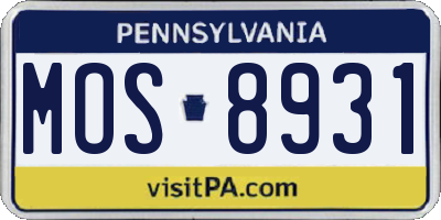 PA license plate MOS8931