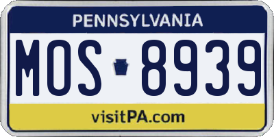 PA license plate MOS8939