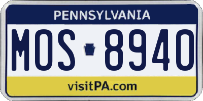 PA license plate MOS8940