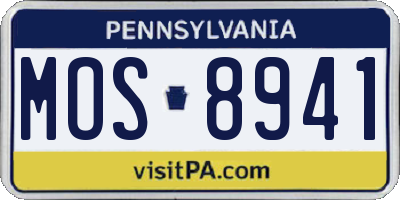 PA license plate MOS8941