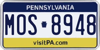 PA license plate MOS8948