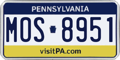 PA license plate MOS8951