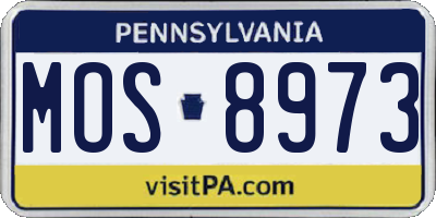 PA license plate MOS8973