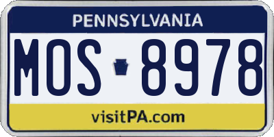 PA license plate MOS8978