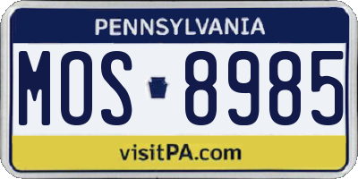 PA license plate MOS8985