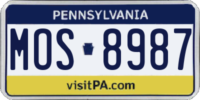 PA license plate MOS8987